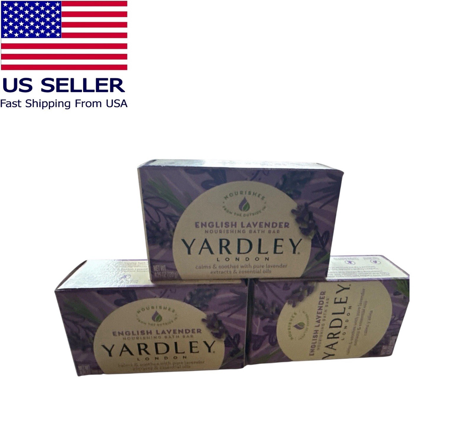 Yardley London English Lavender Nourishing Bath Bar 4.25 oz Lot Of 3