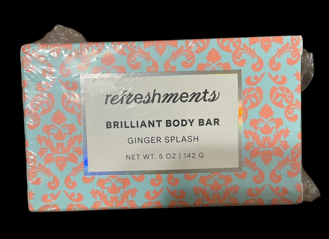 Refreshments Vegan Brilliant Body Bar Ginger Splash 5 oz 142g Blue NEW