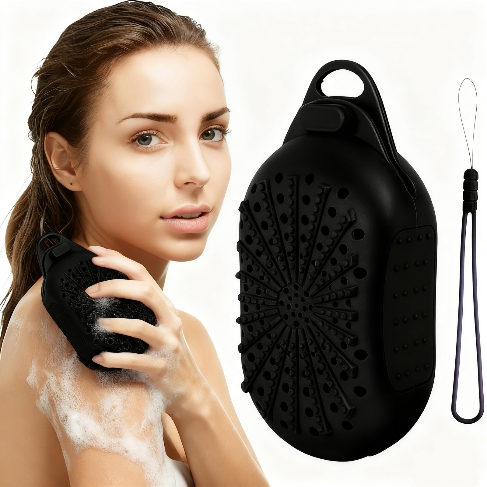 Silicone Soap Saver Bag for Men, Dual-Sided 1 Count (Pack of 1), Black