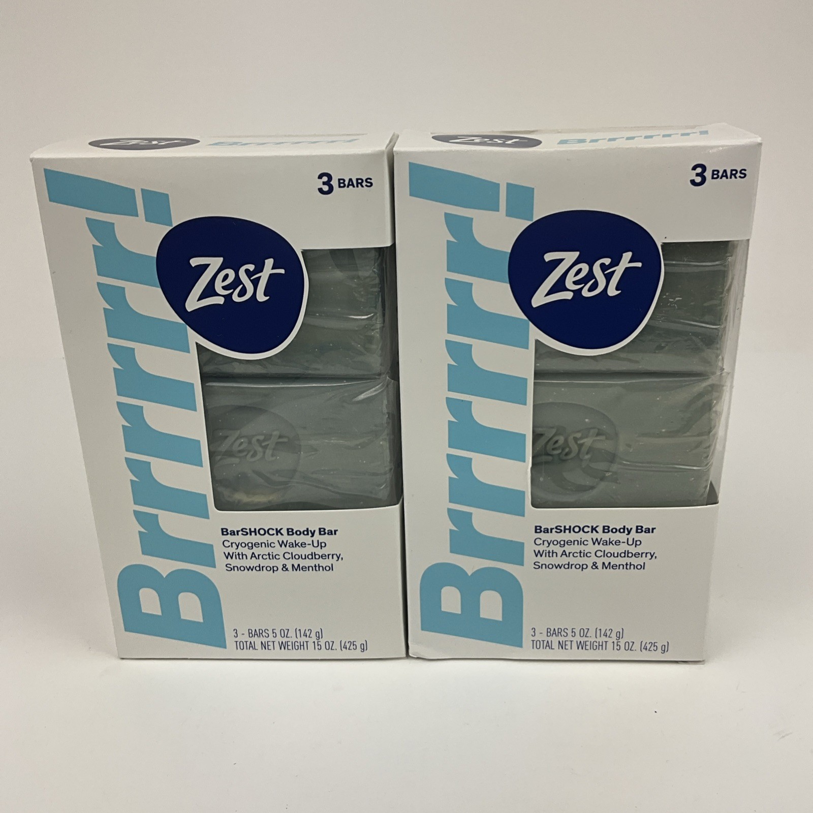 Lot X2 Zest Brrrrrr! Bar SHOCK Body Bars Cryogenic Wake-Up w/ Snowdrop & Menthol