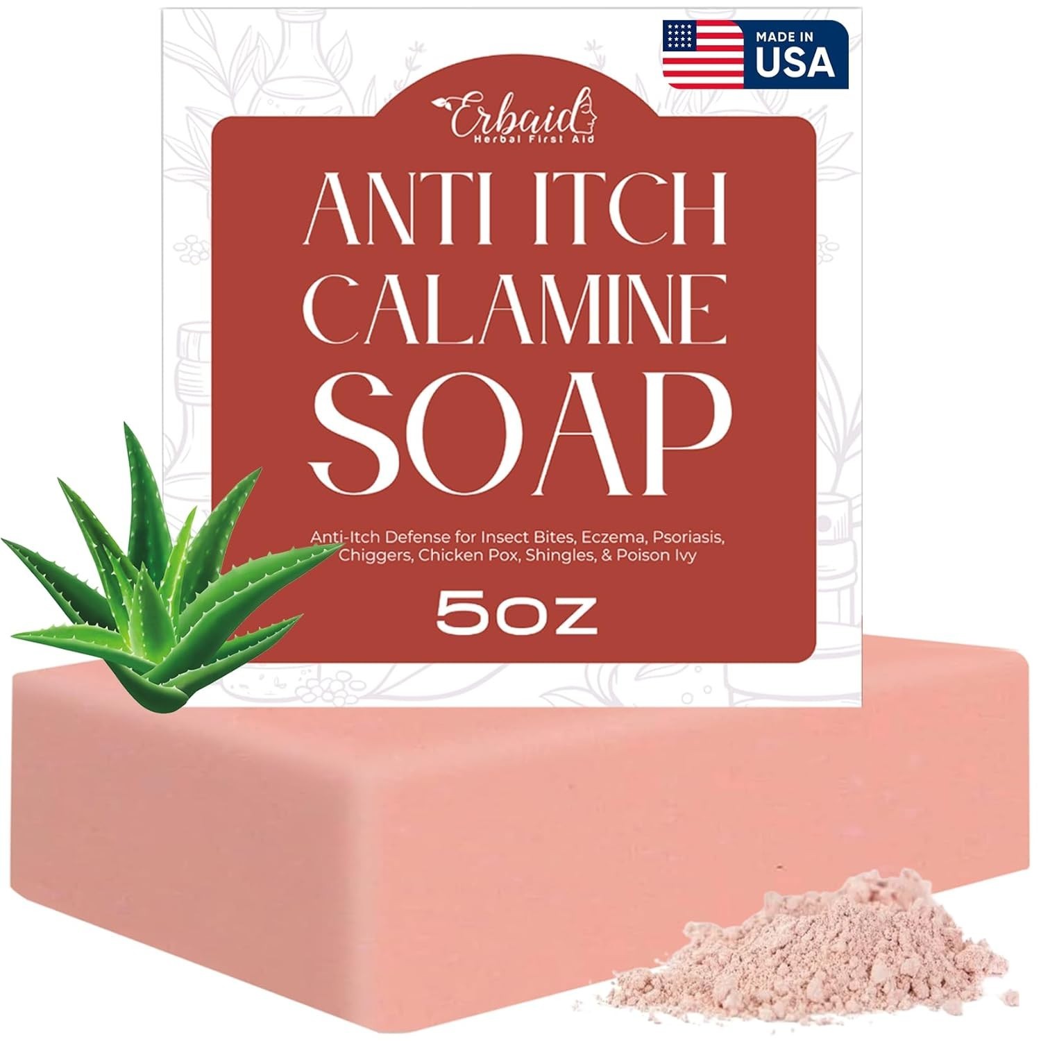 Calamine Soap Bar – All Natural Instant Itch Relief – Calming Calamine Soap