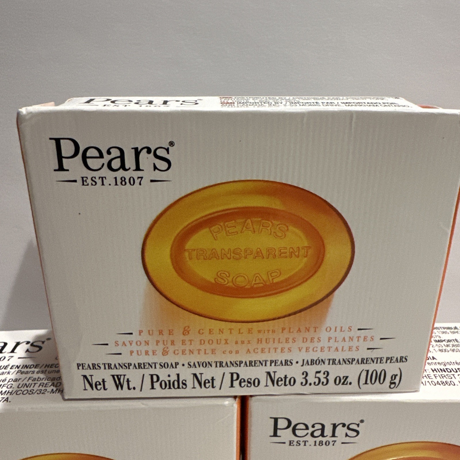 3 Pears Pure & Gentle Plant Oils Extracts Soap Bar 3.53 oz. Transparent Soap