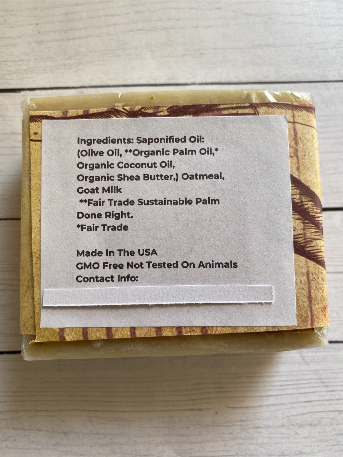 Unscented Oatmeal Goat-Milk Soap 4.8oz Bar Non GMO Made In USA