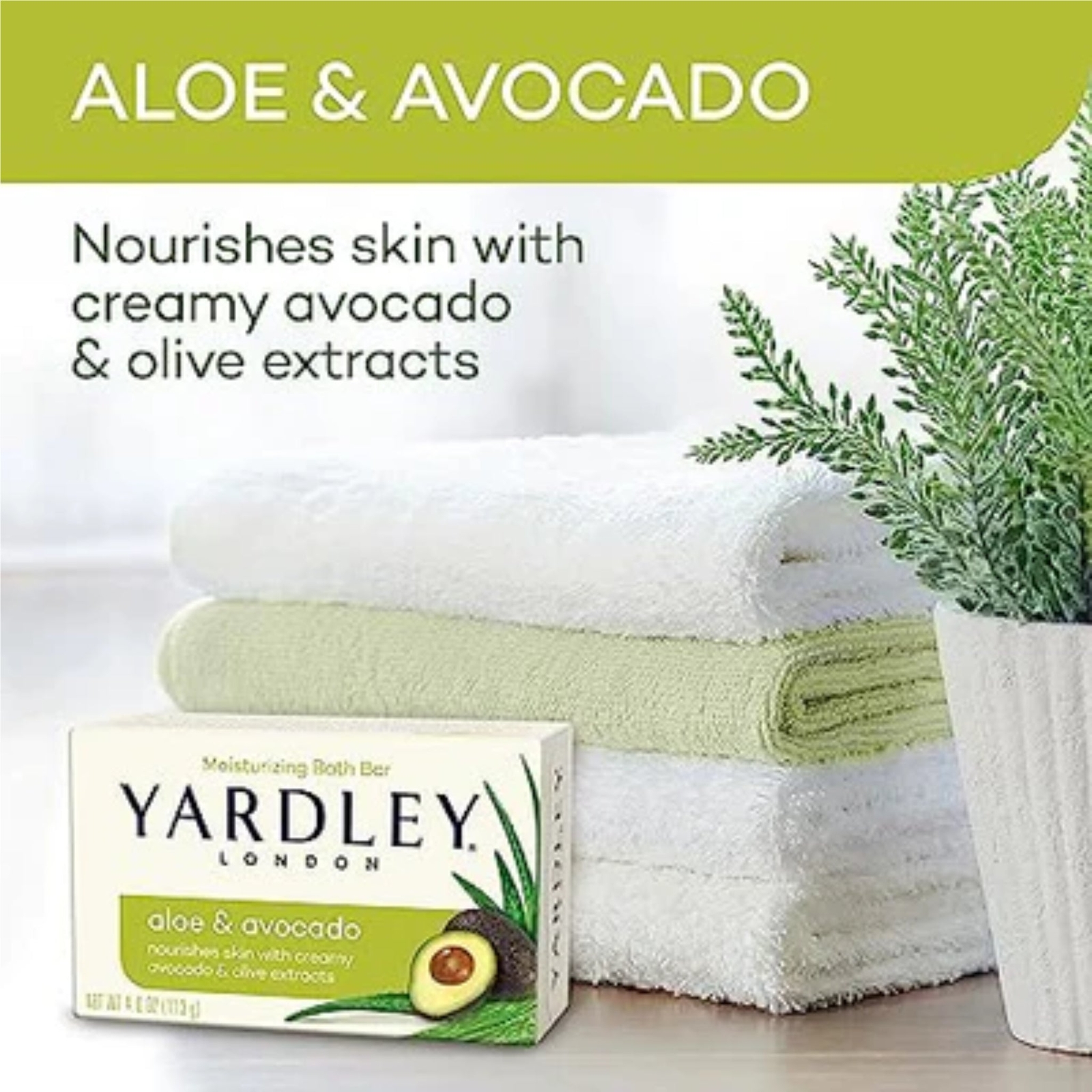 Yardley London Aloe & Avocado Moisturizing Bath Bar Soap, 4.0 oz. (Pack of 2)