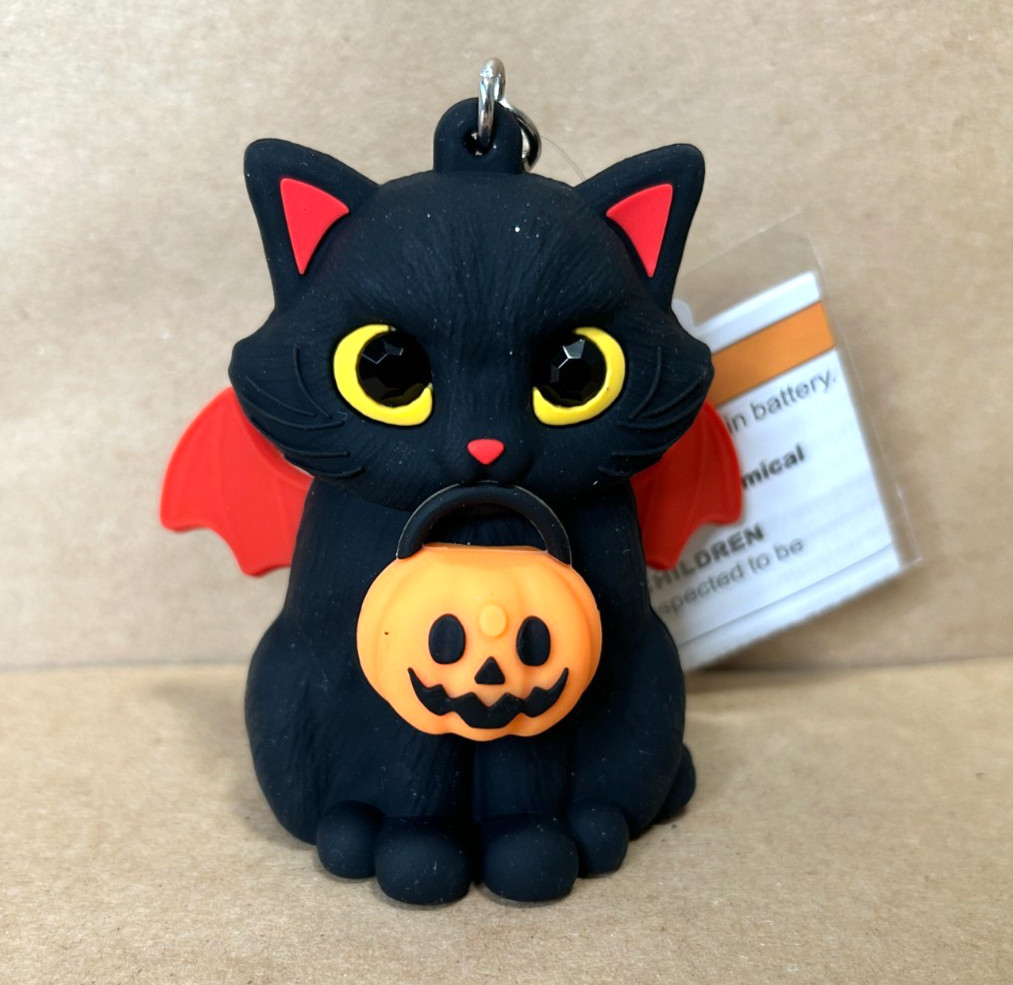 NEW Bath & and Body Works Light-Up Spooky Kitty CAT w/ Pumpkin Pocket Gel Holder