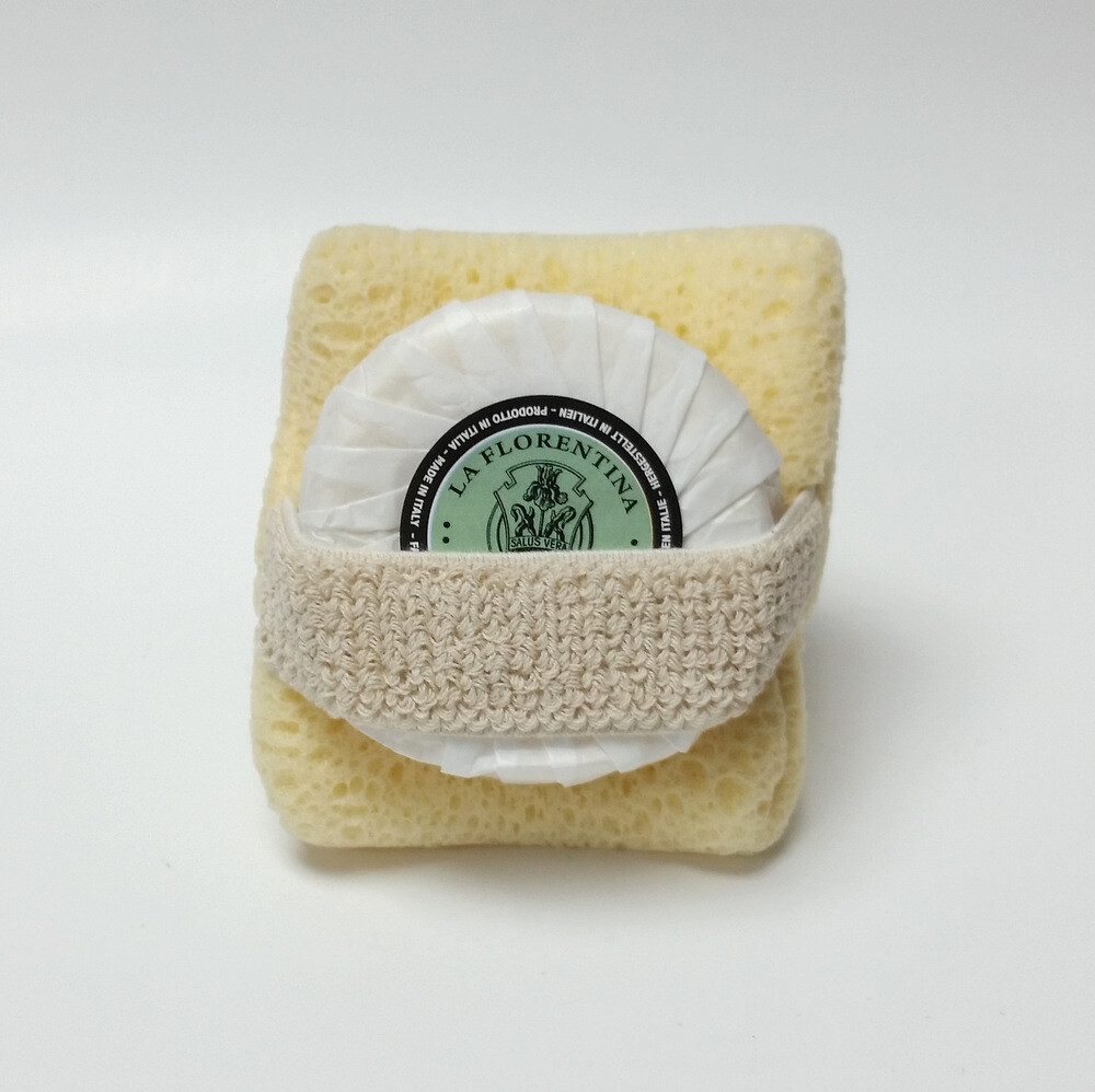 La Florentina Rose & Chamomile 4 oz Soap Bar & Sponge by Saponerie Mario Fissi