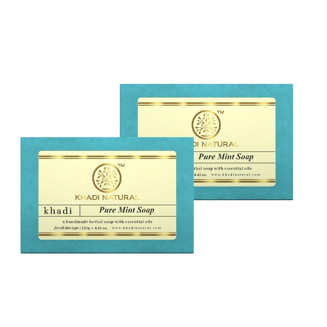KHADI NATURAL Pure Mint Soap 125g Herbal Soap for Removing Dirt & Impurities