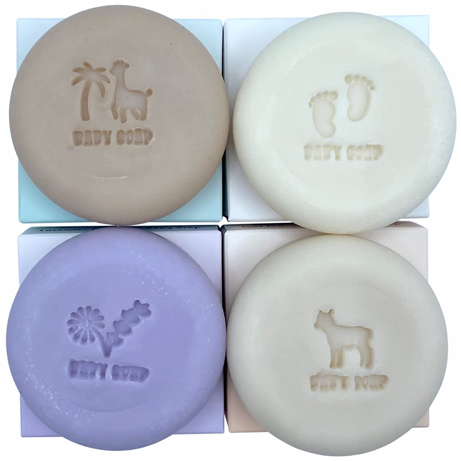Set of 4 Organic Baby Soap Bars – All-Natural Cold Process Soap – Handmade in US