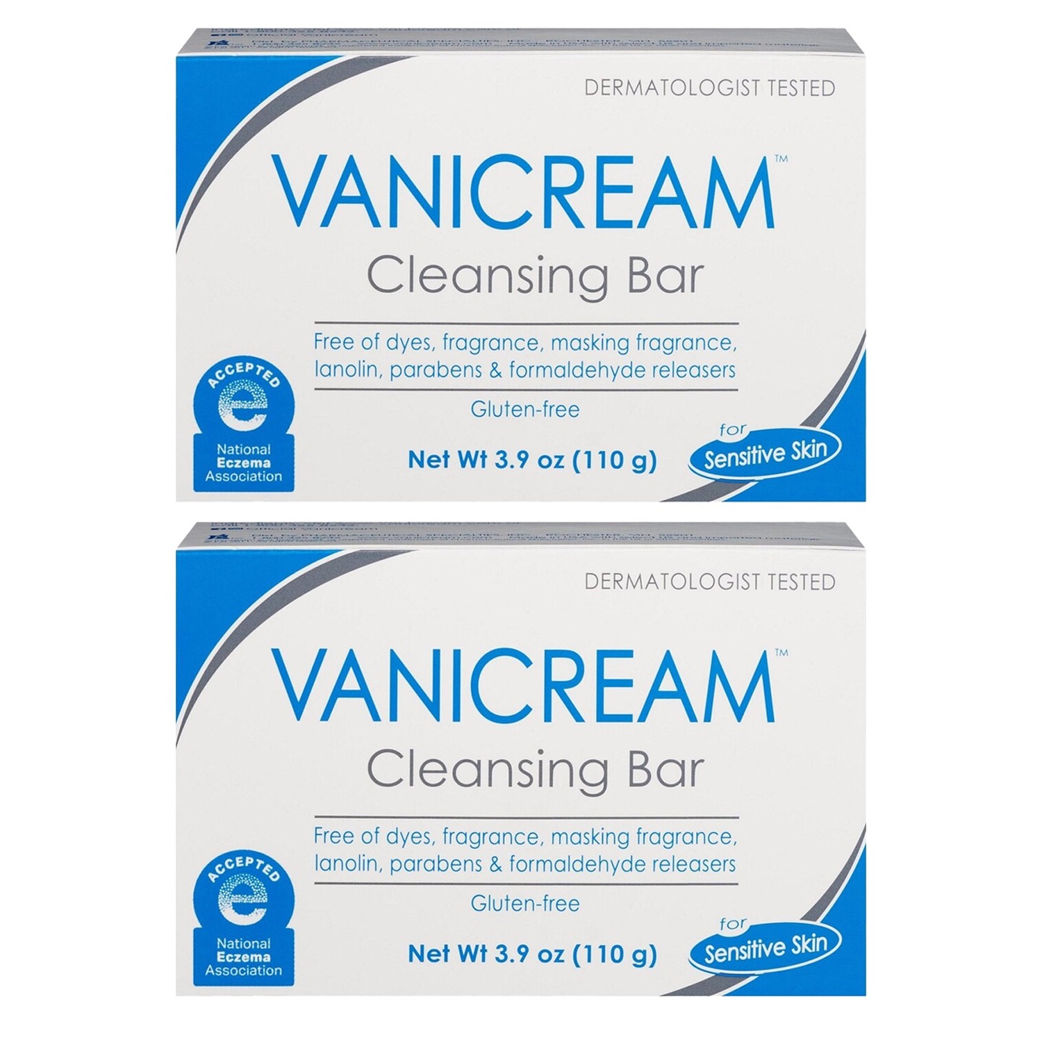 Vanicream Gentle Cleansing Bar Fragrance Free for Sensitive Skin 3.9oz(Lot of 2)