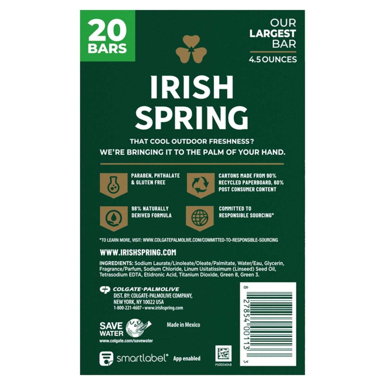 Irish Spring Bar Soap, Original Clean (4 oz., 20 Soap.)