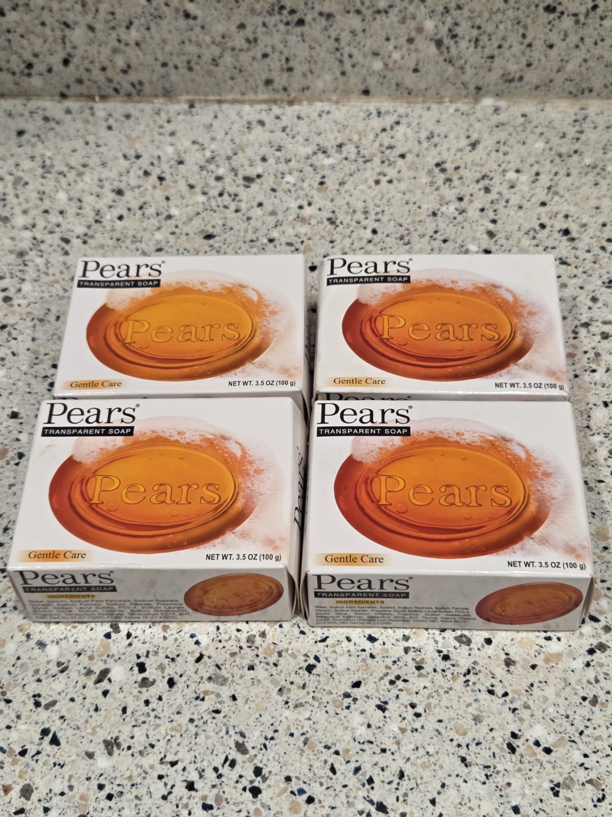 SET OF 4 Pears Transparent Glycerin Bar Soap 3.53 Oz Each ORANGE COLOR