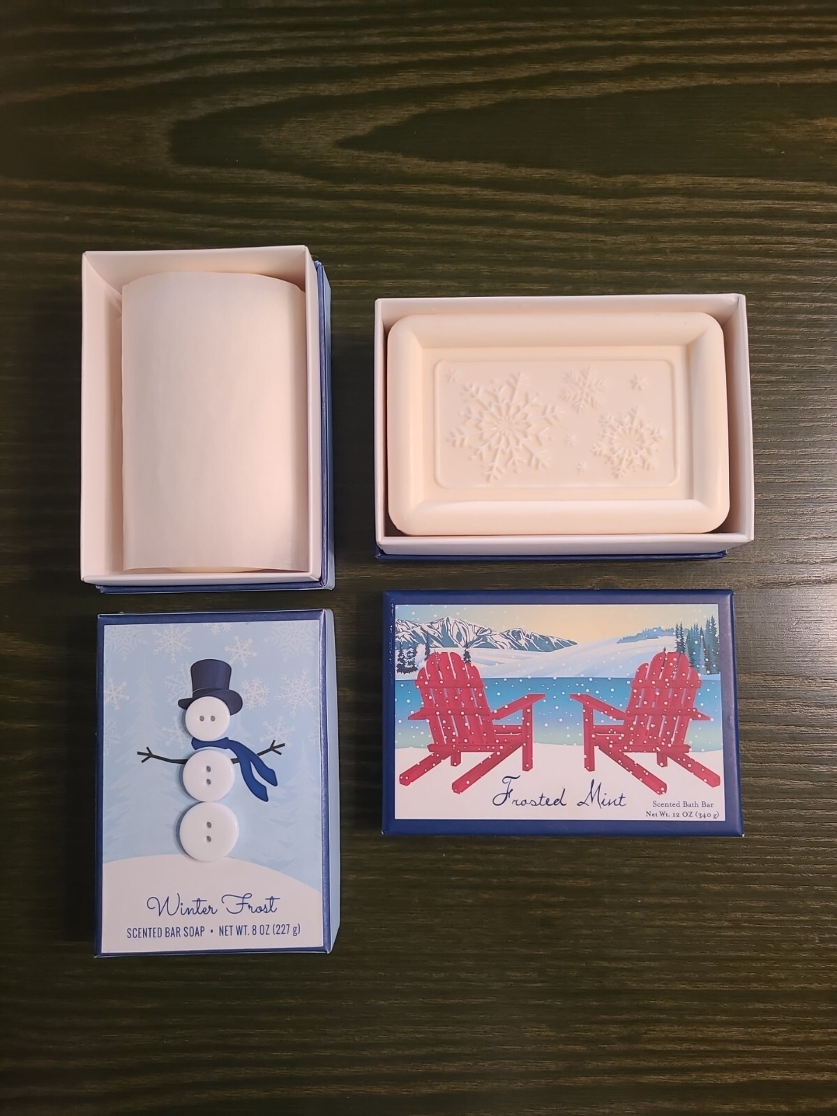 New Lot Frosted Mint 12oz + Winter Frost 8oz Scented Holiday Bar Soap
