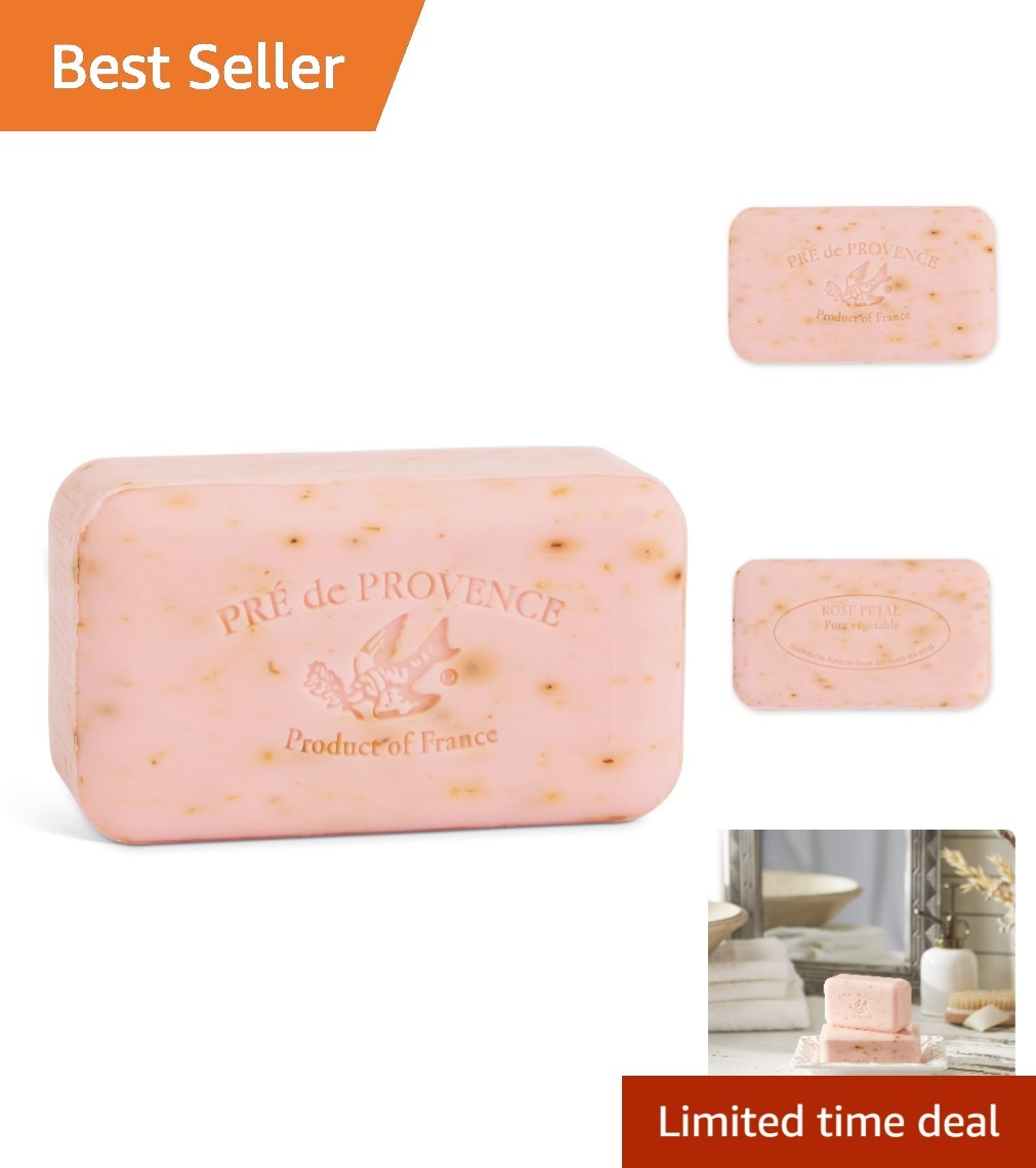 French Crafted Artisan Soap Bar – Rich Rose Aroma & Long Lasting Lather, 5.3 oz