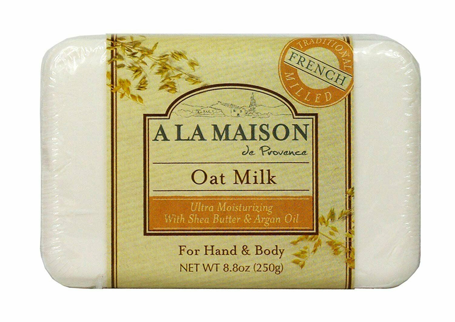 A La Maison Solid Bar Soap Oat Milk for Hand & Body with Argan 8.8 Ounce