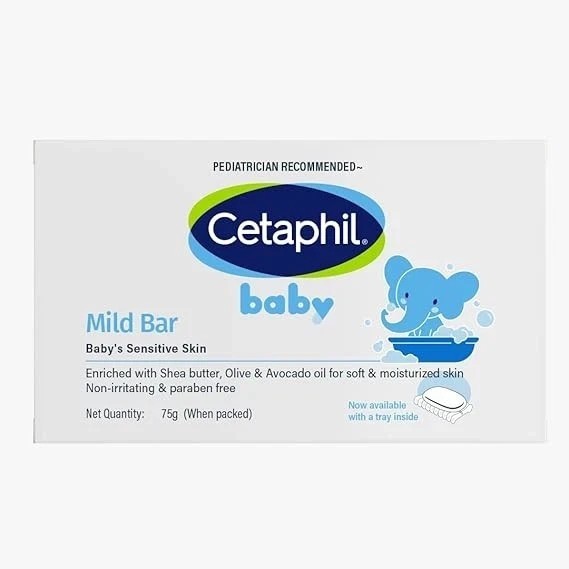 Cetaphil Mild Bar 75gm, Soap for Bath, White, Medium V876