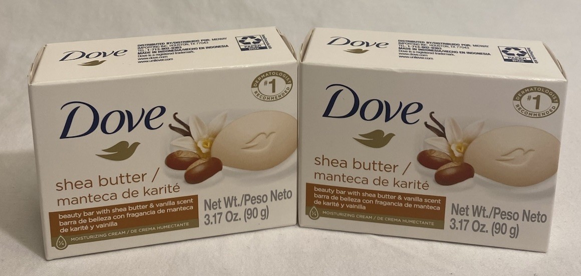 Dove Shea Butter & Vanilla Scent Moisturizing Soap Beauty Bars 3.17oz Pack Of 2