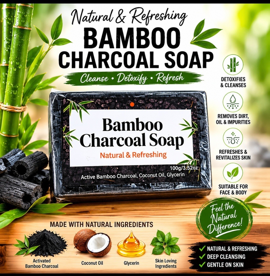 Natural And Refreshing Bamboo Charcoal Soap 2bars