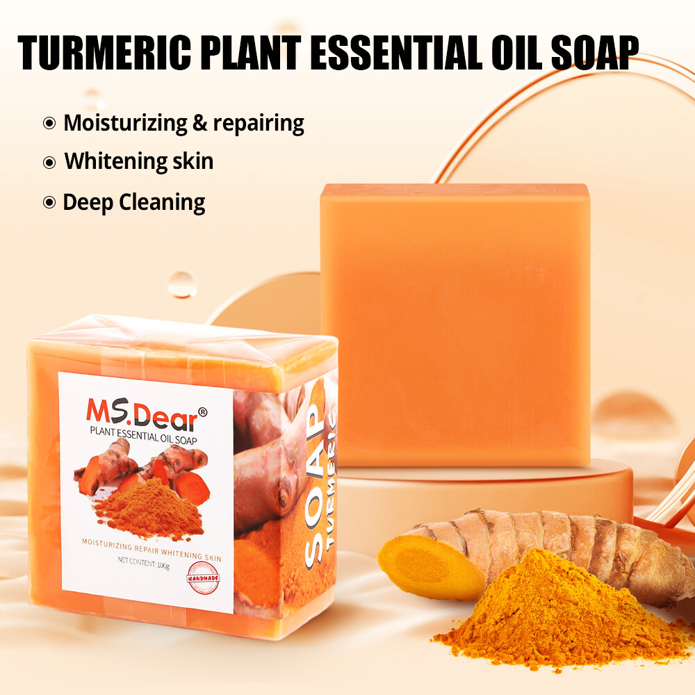 6/5Pcs Turmeric Soap Natural Herbal Ginger Handmade Soap For Acne And Dark Spots