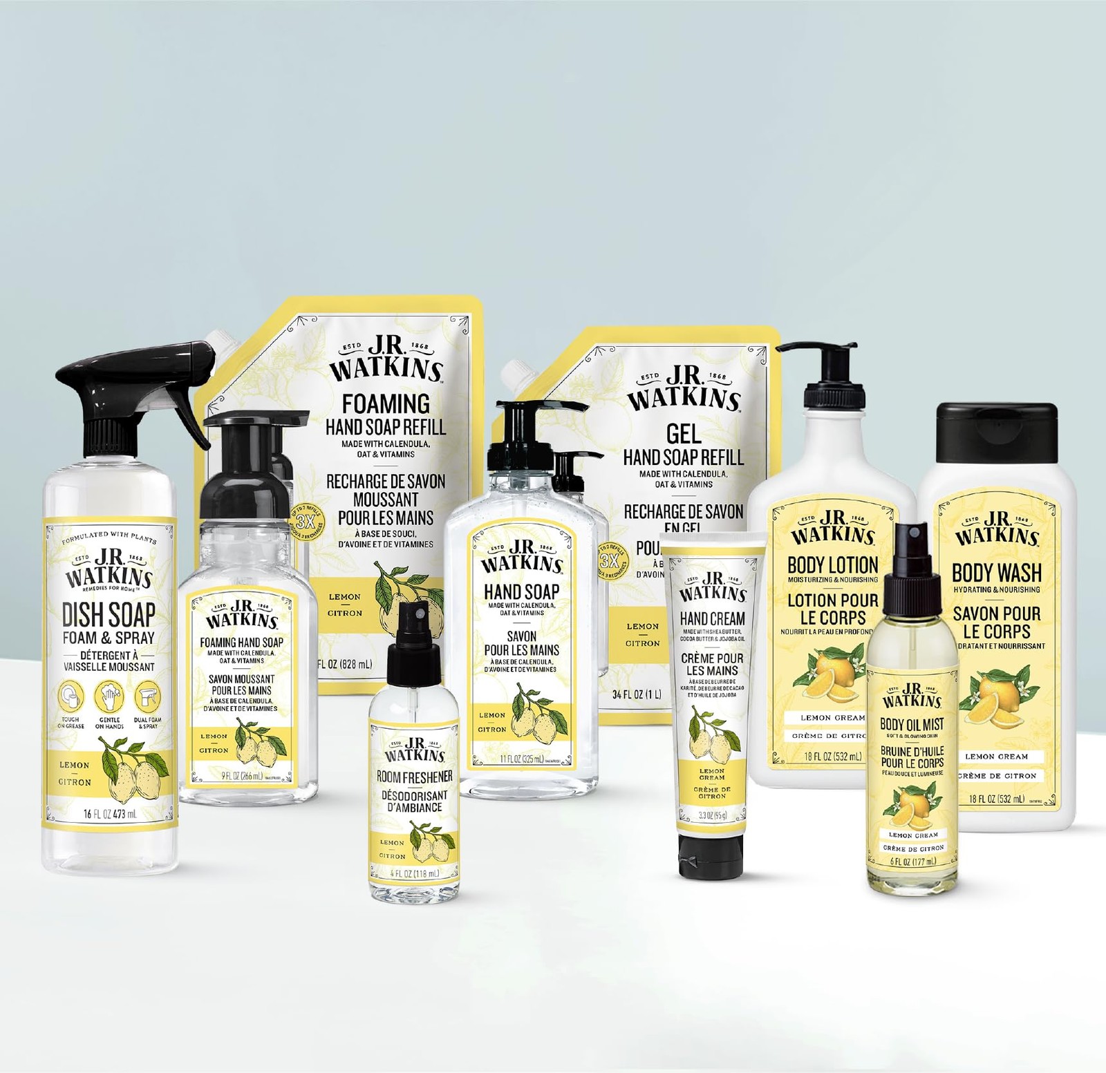 J.R. Watkins Gel Hand Soap Refill, Moisturizing 34 Fl Oz (Pack of 2), Lemon