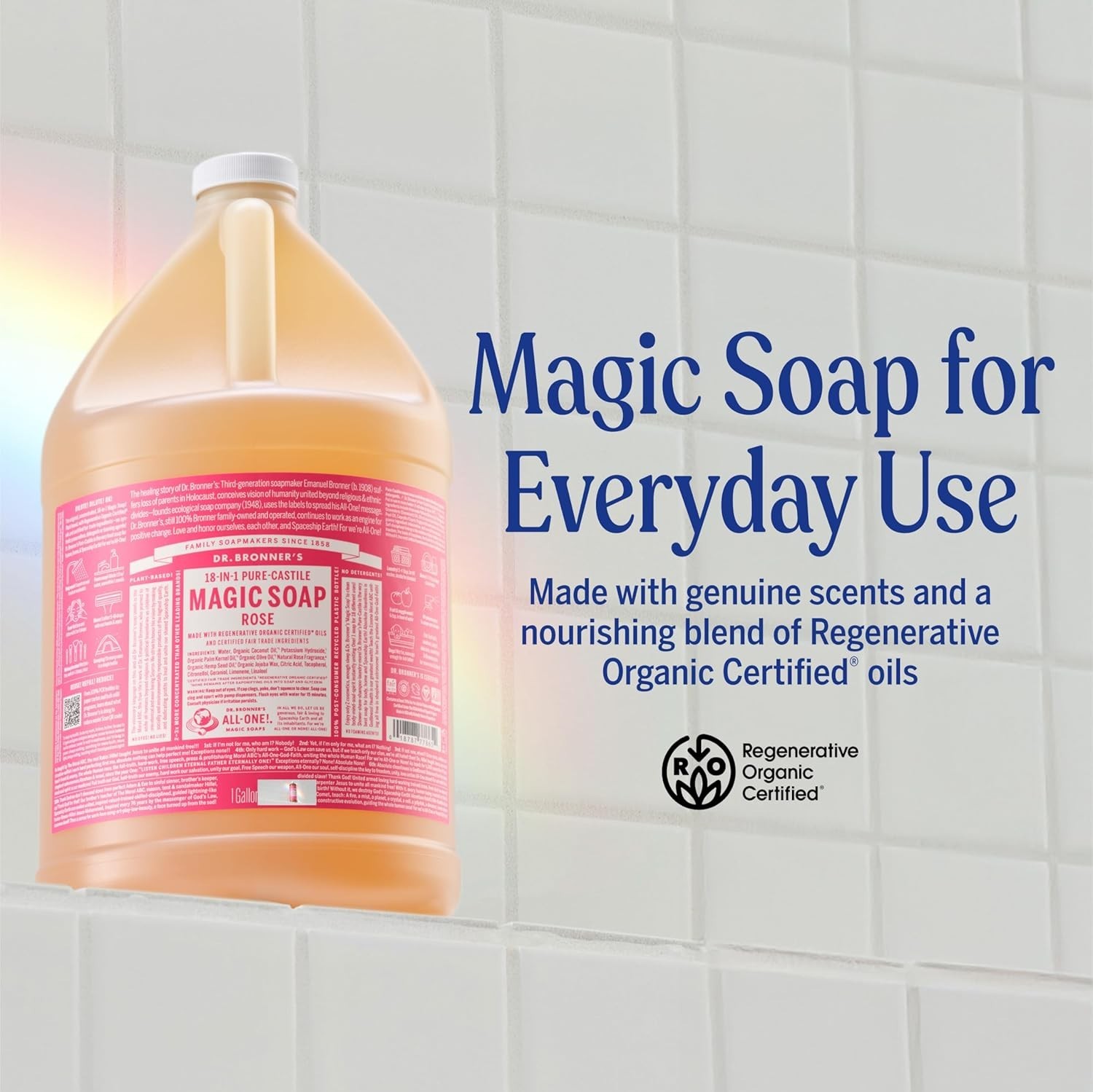 8oz Pure-Castile Rose Soap – Multifunctional Organic Cleanser for Home & Body