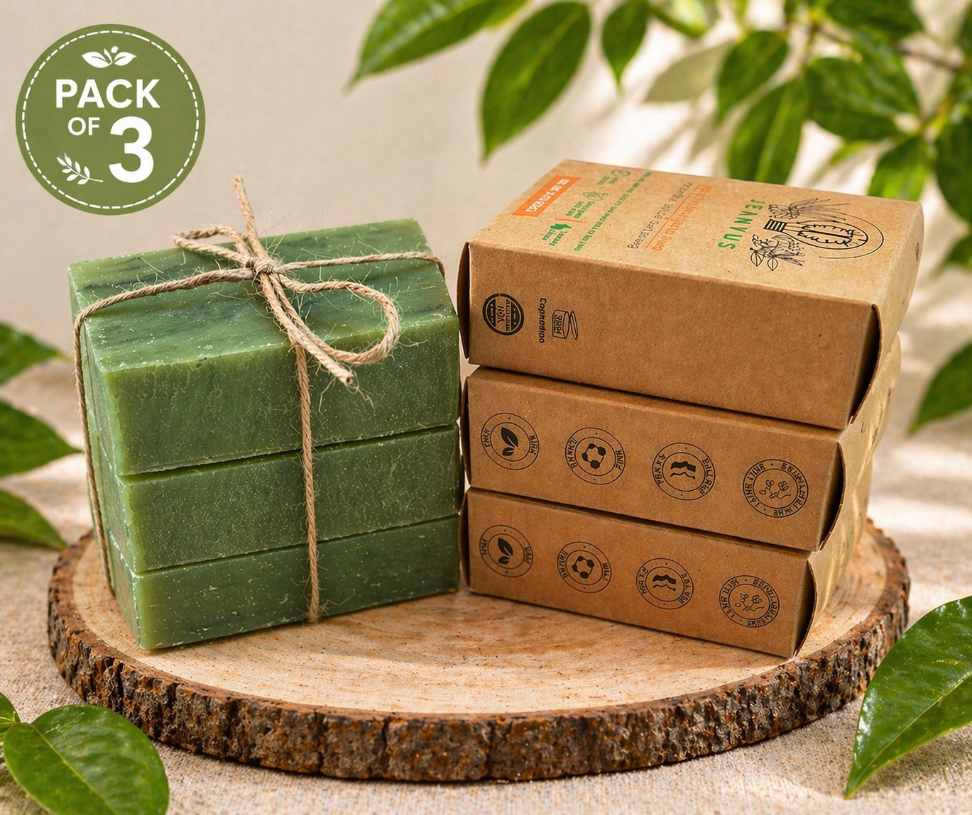 Aloe and Turmeric Natural Soap bars Pack of 3