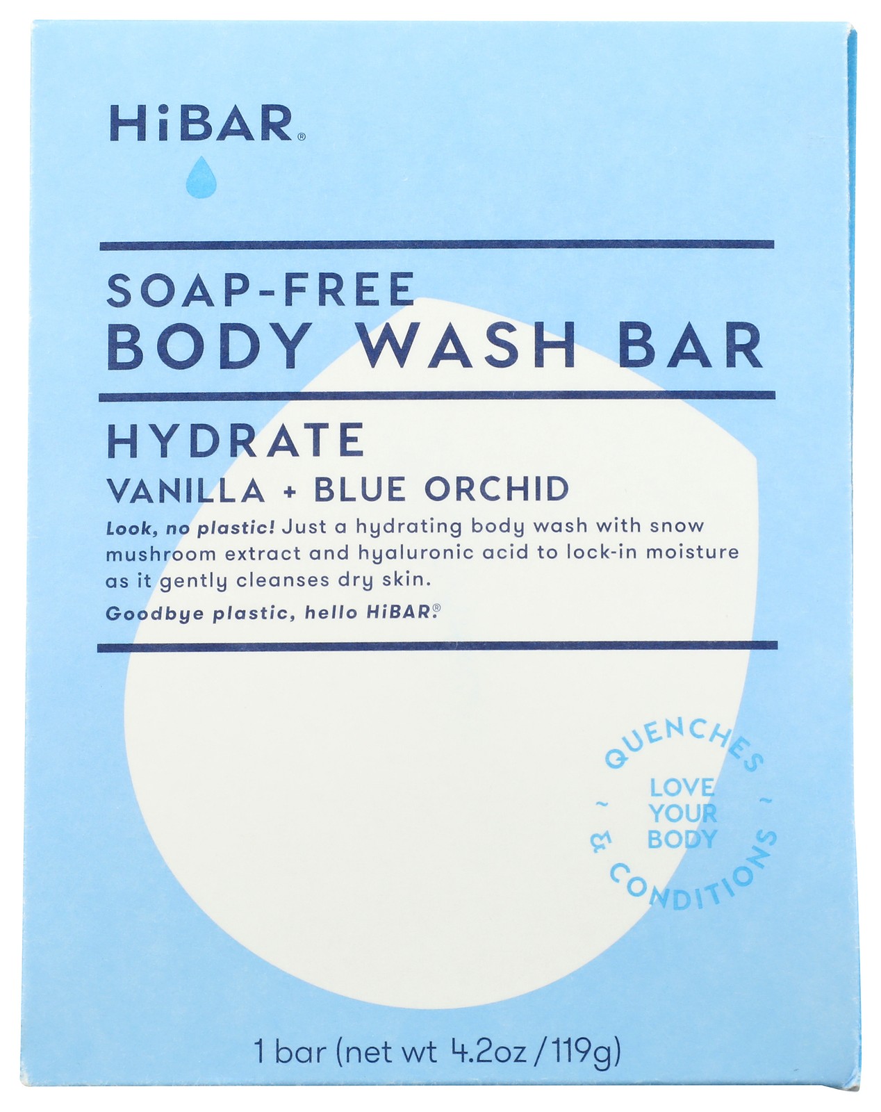 Hibar Hydrate Vanilla Blue Orchid Body Wash Bar Soap-Free 4.2Oz 1 Pack