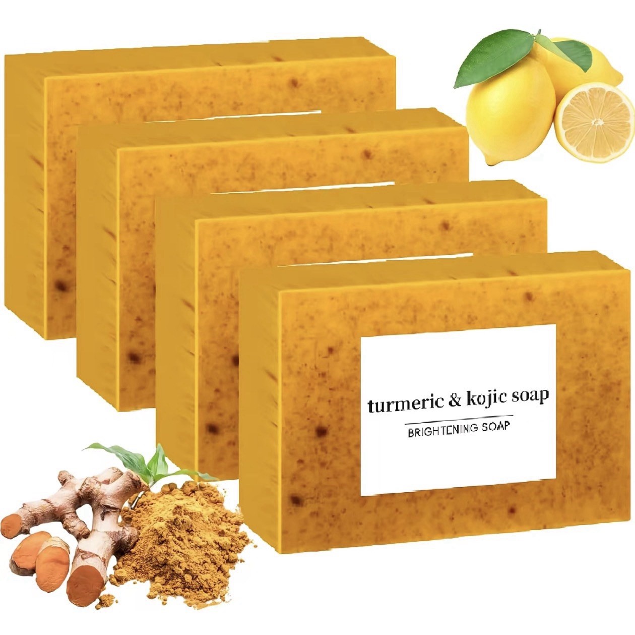 4PCS Kojic Acid Turmeric Soap Brightening Face Body Cleansing Bar Skin Care