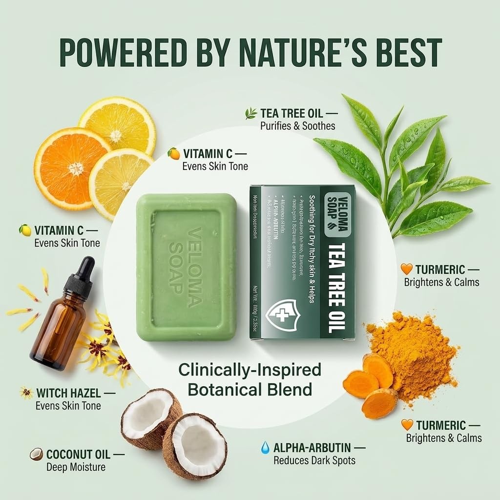Official Veloma Antifungal Soap,Veloma Soap,with Tea Tree Oil & Coconut Oil &…