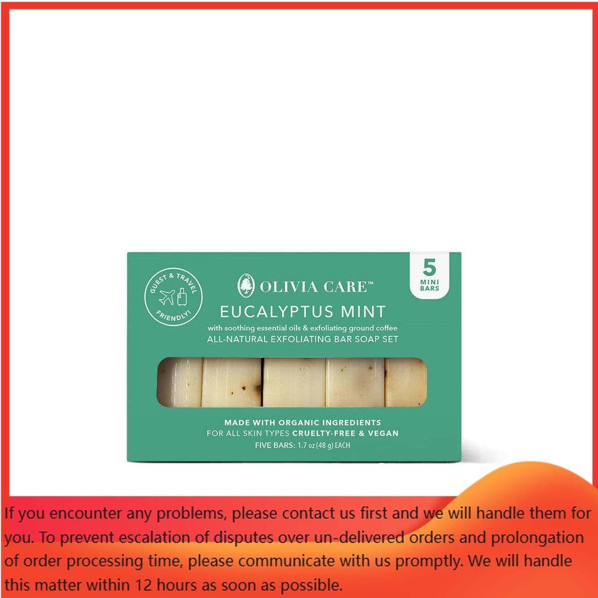 Olivia Care Travel Eucalyptus Mint Exfoliating Bar SoapSet1.7oz/5ct:Moisturizing