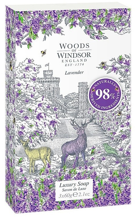 Woods of Windsor Lavender Soap 3x60g Bars Moisturizing Shea Butter Vegan