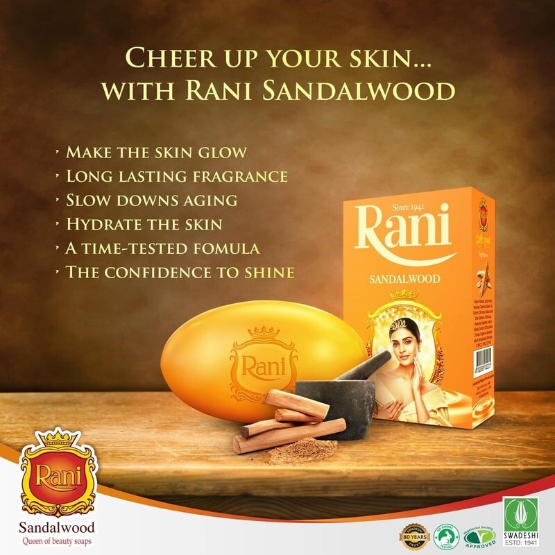Rani Sandalwood Bathing Body Soap Ayurveda Natural Herbal Beauty Skin Glow 5 pcs