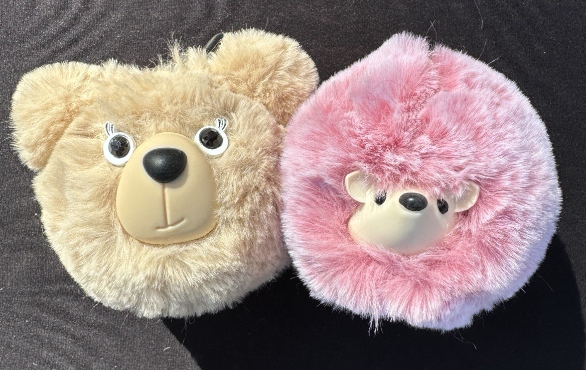 2 Rare Bath & Body Works Pom bac Holder Keychains Fluffy Soft Discontinued NWOT