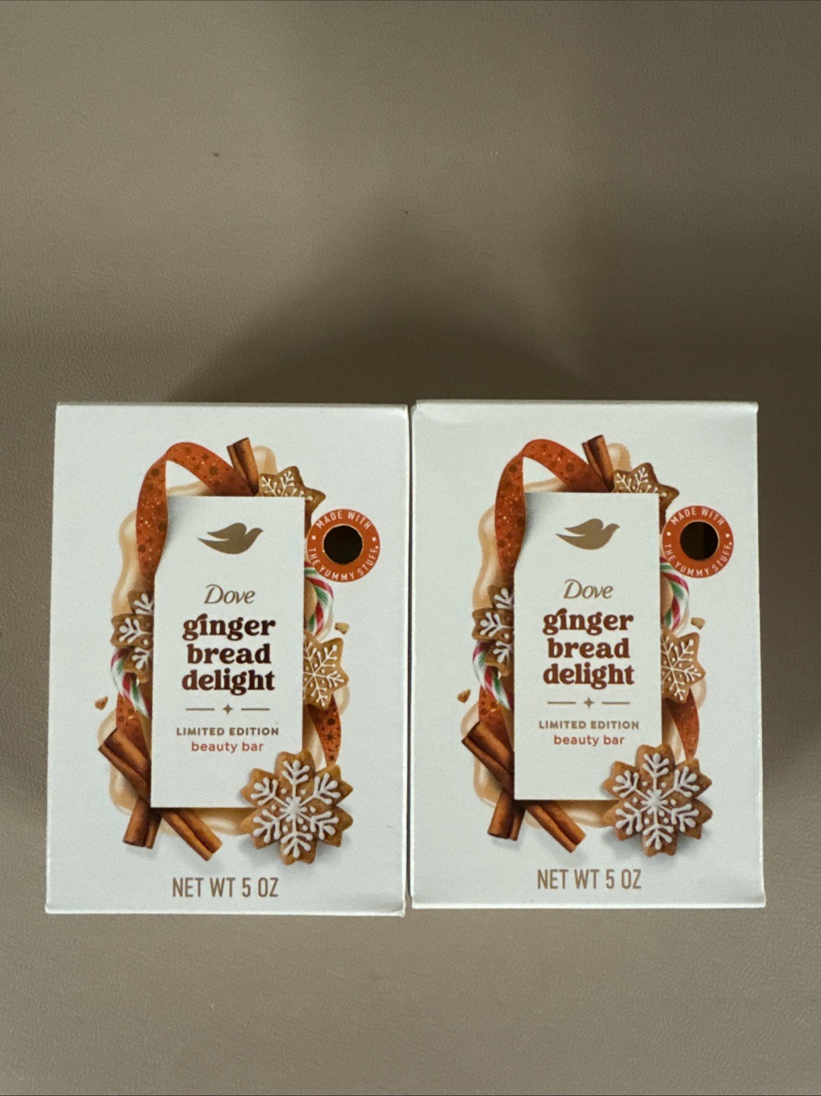 Dove 2 Limited Edition Holiday Treats Beauty Bar Soap Gingerbread Delight Scent
