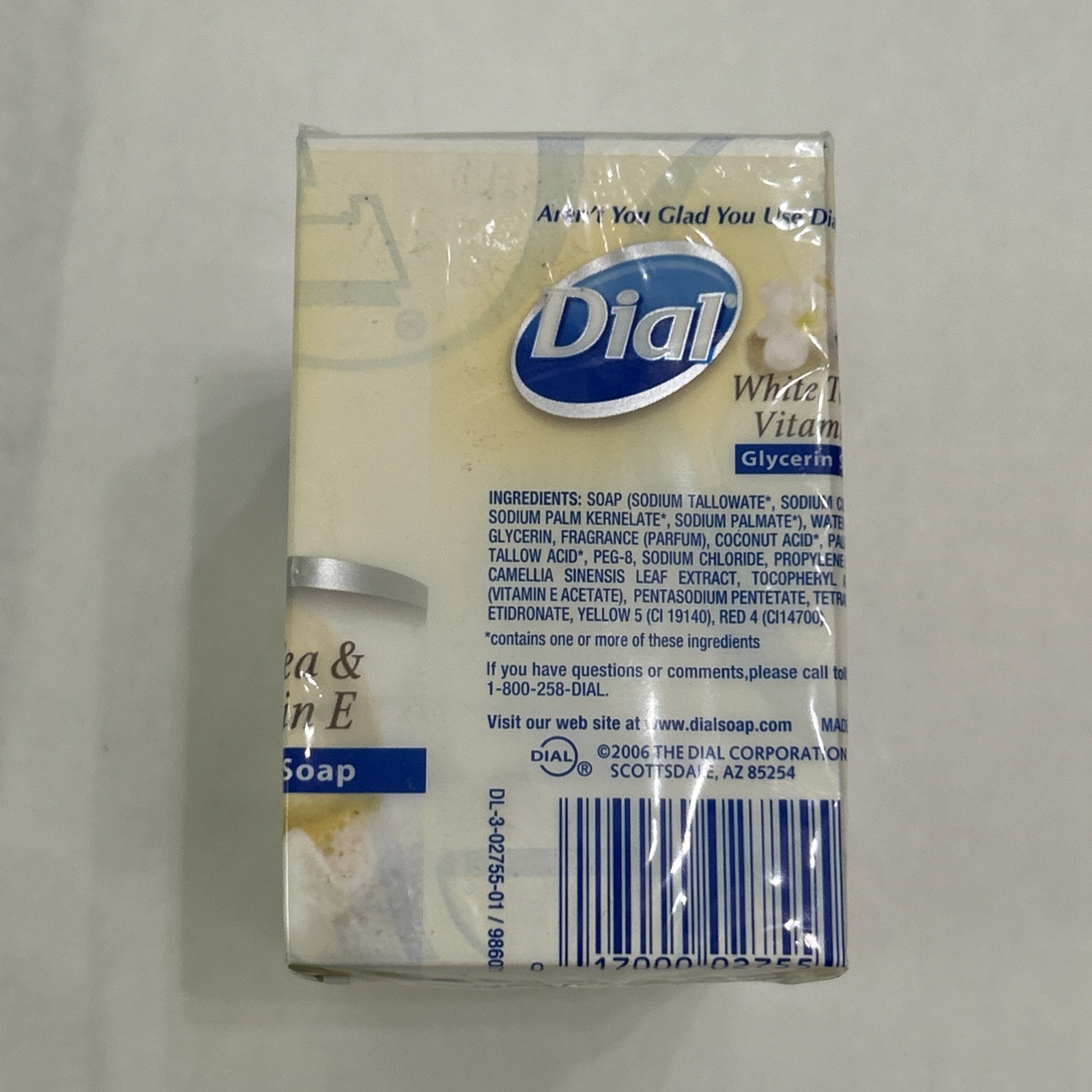 Dial Bar Soap White Tea and Vitamin E Glycerin 4 Ounce 3 Bars Factory Sealed