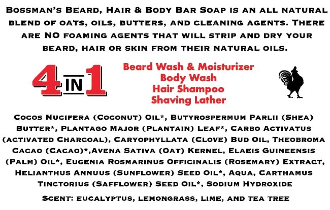 Bossman 6-Pack Bar Soap – All Natural Beard Wash Shampoo & Body Wash