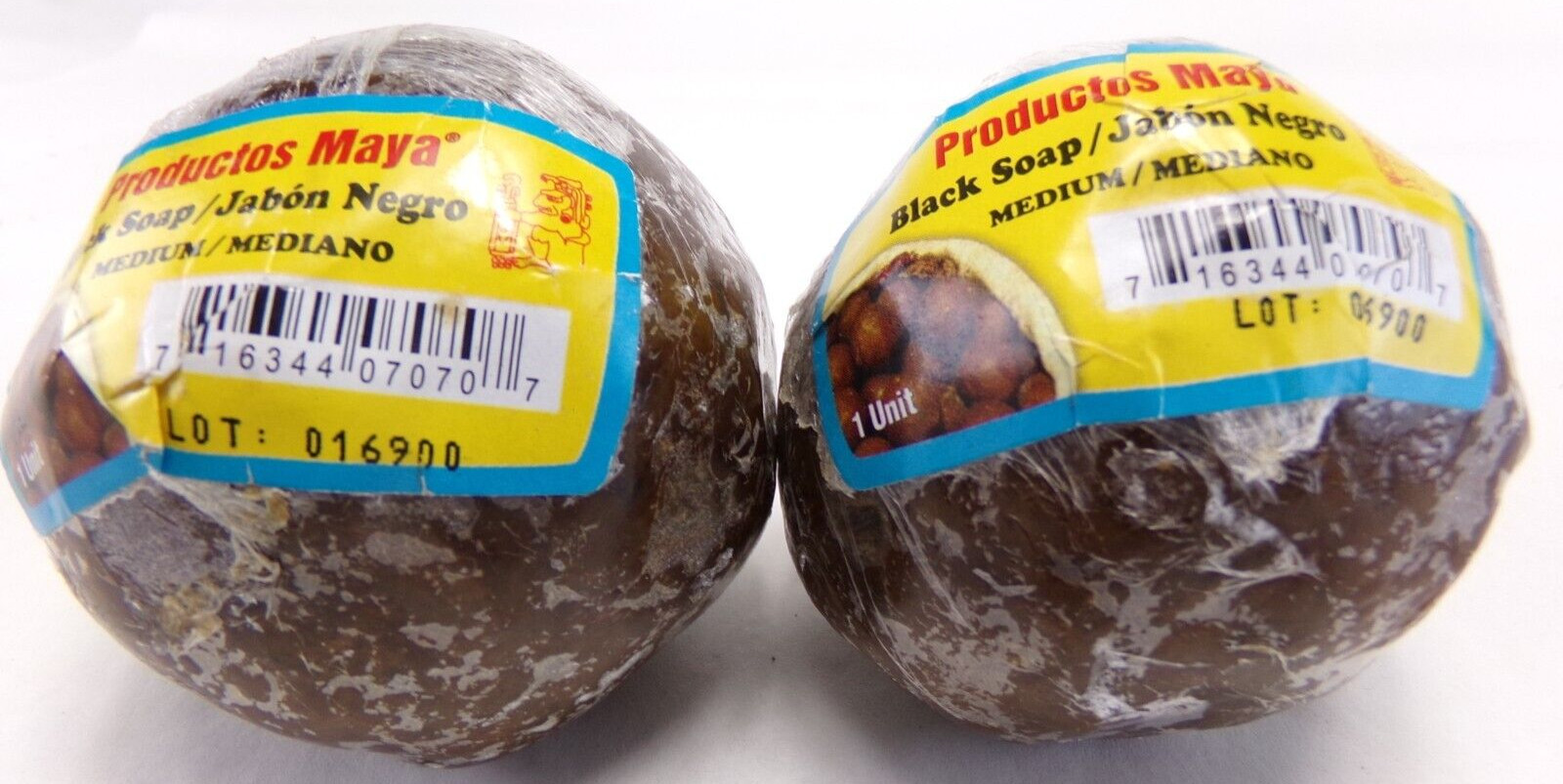 2 X Handmade Black Soap Balls, Mayan Products® Product of El Salvador, 6 oz. Ea.