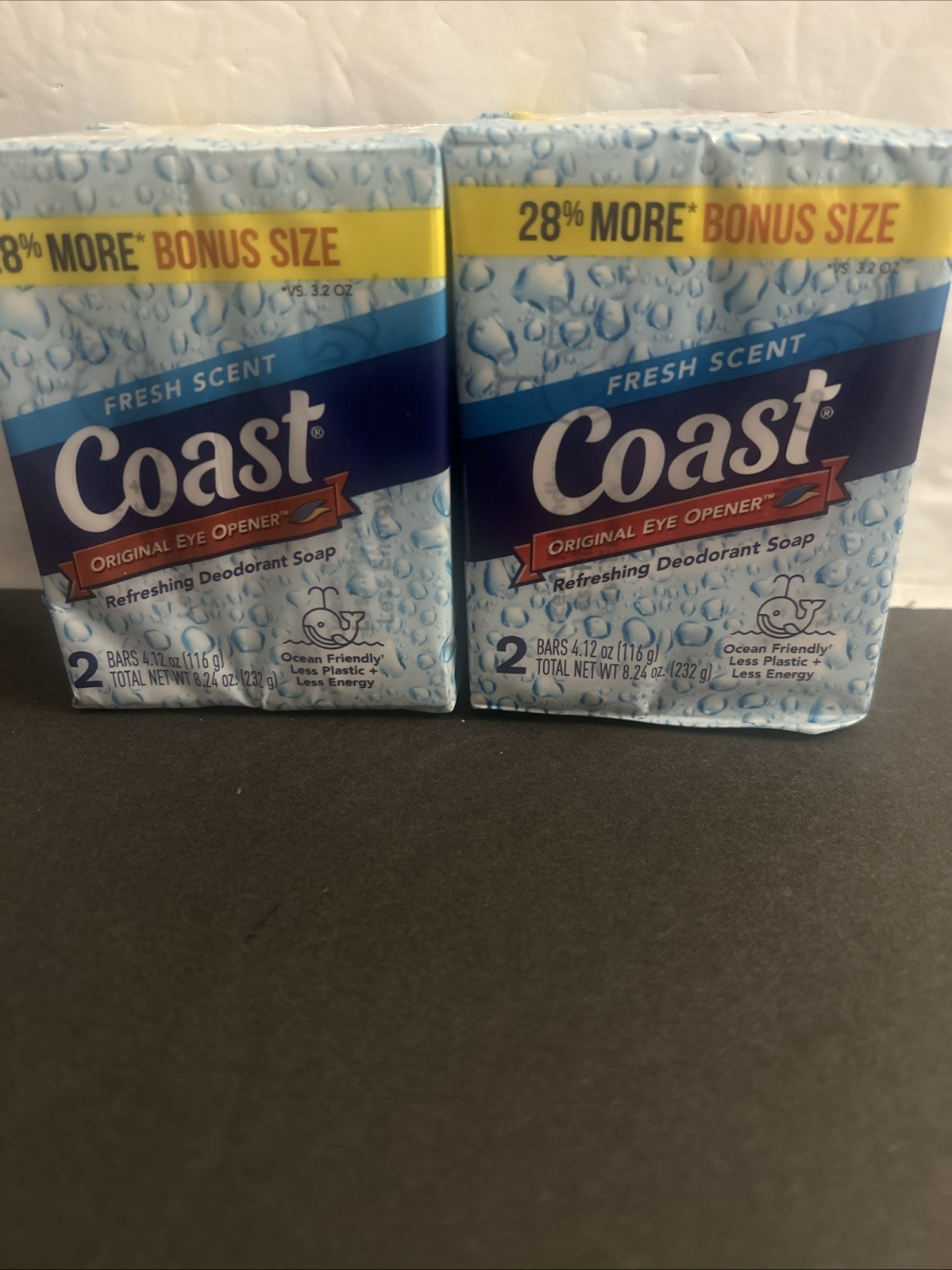 Pack of 2 Coast Deodorant Soap Bar Fresh Scent 4.12 oz Each Eye Opener
