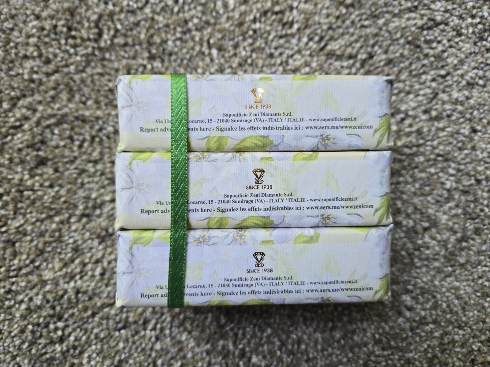 New Italian Luxury Vegetable Bar Soap Jasmine Scented Triple Milled 3 Bars