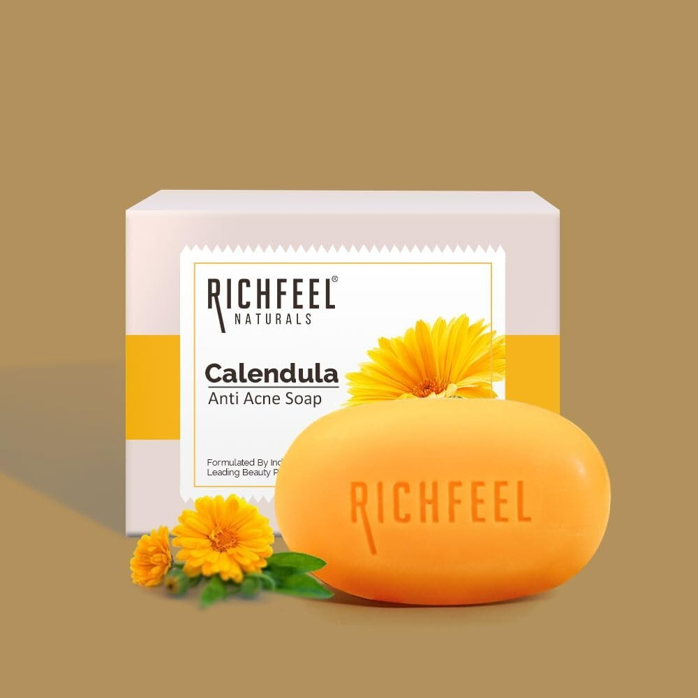 Richfeel Calendula Anti Acne Bath Soap Acne Blemishes Skin Prone 75g Pack Of 6