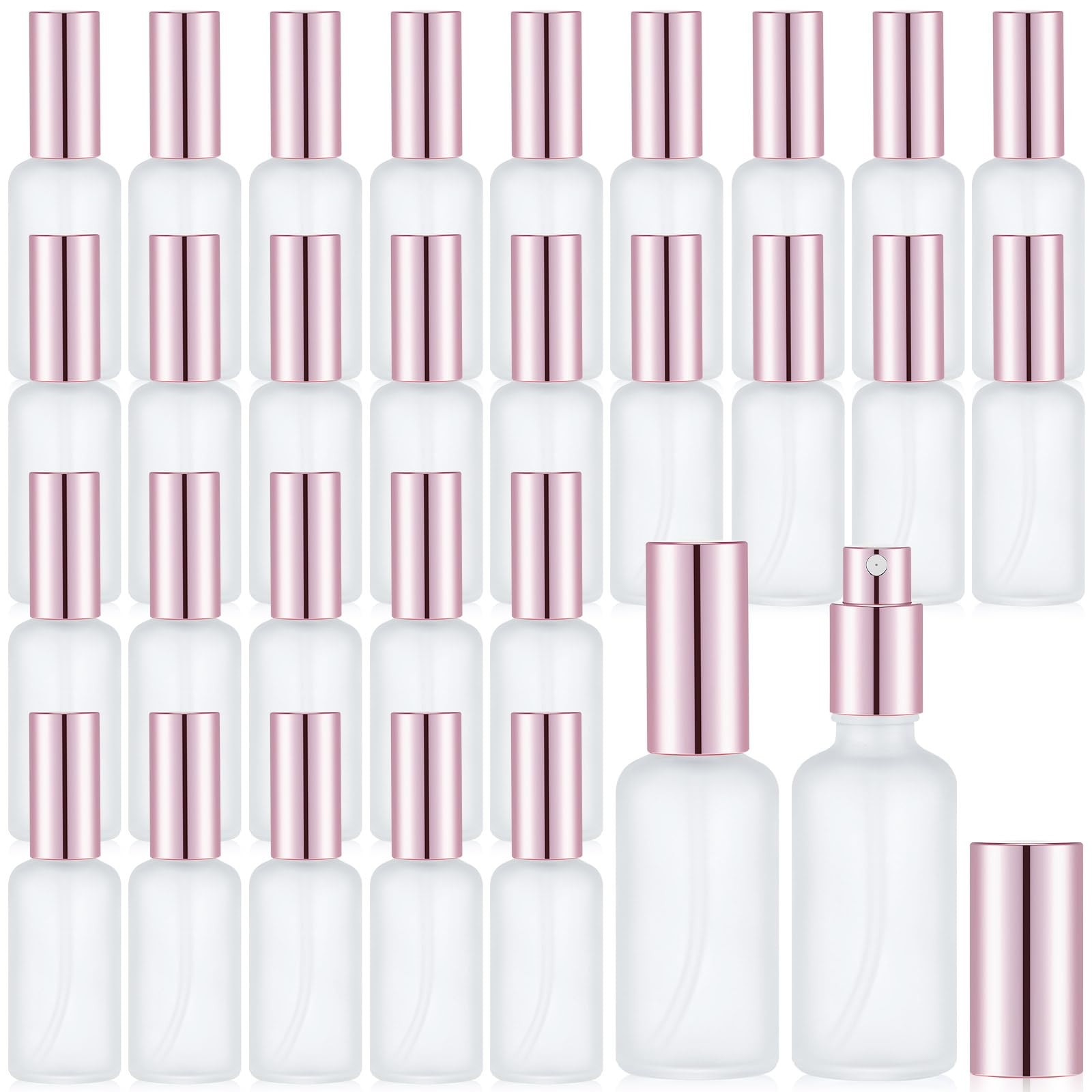 Roshtia 30 Pcs 1.69 oz 50 ml Rose Gold Glass Spray Bottles Refillable Perfume At