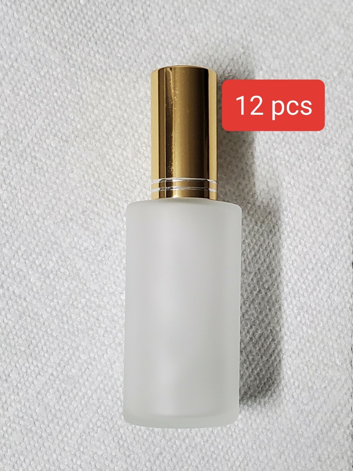 12 pcs Refillable atomizer frosted glass perfume bottle with gold spray cap. 1oz