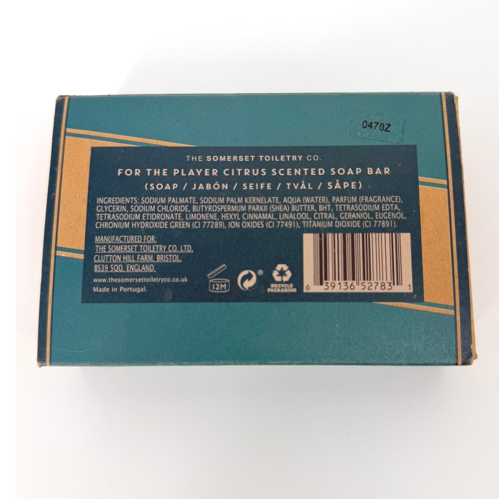 The Somerset Toiletry Co For The Player Citrus Scented Soap Bar 7.05oz Retro