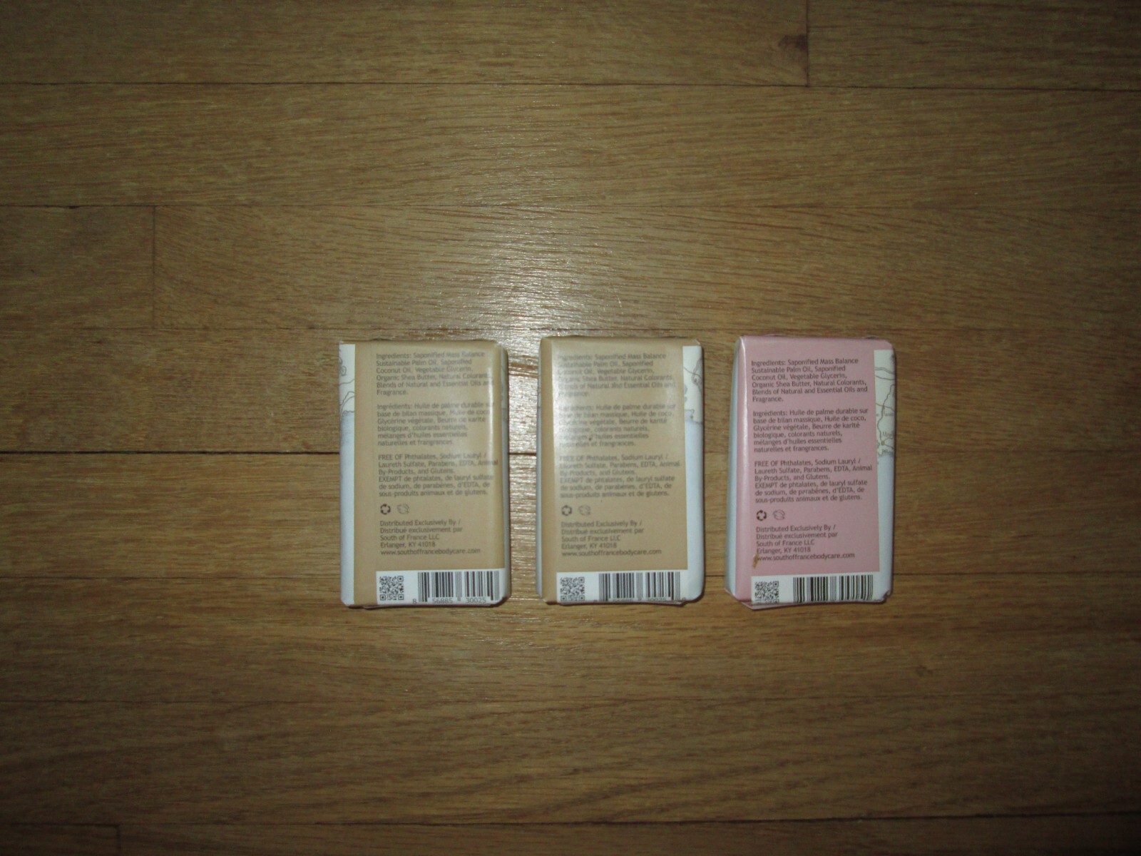 Lot of 3 SOUTH OF FRANCE French Milled Bar Soap Organic Shea 1.5 Oz/42.5 G Each