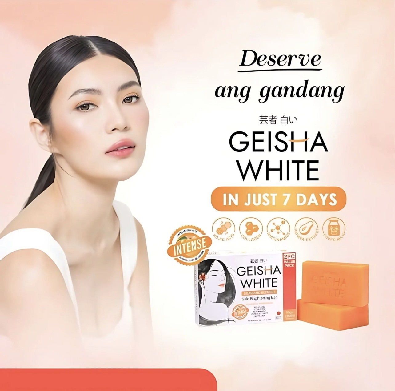 Geisha White INTENSE – Scar & Blemish Kojic Bar Soap – 3 X 65g