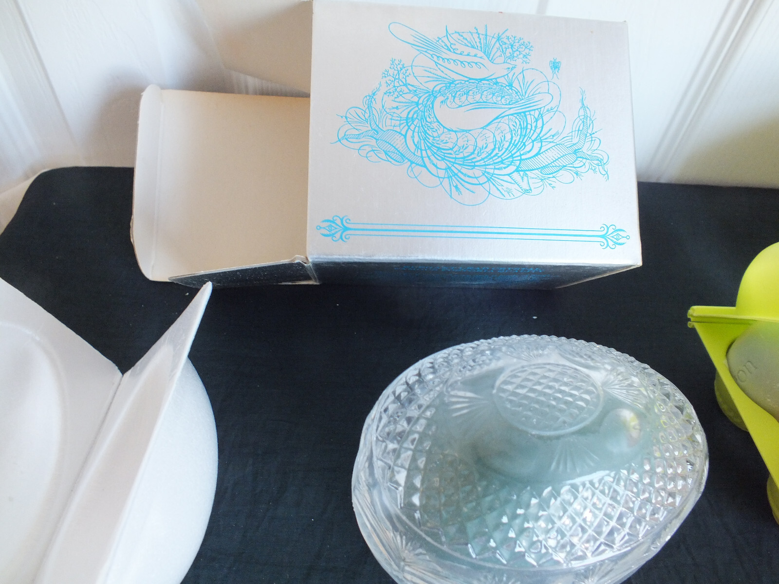 Lot of 2 NOS Avon glass FOSTORIA EGG Dish +SOAP & GRADE A Soap vintage 1970s NIB