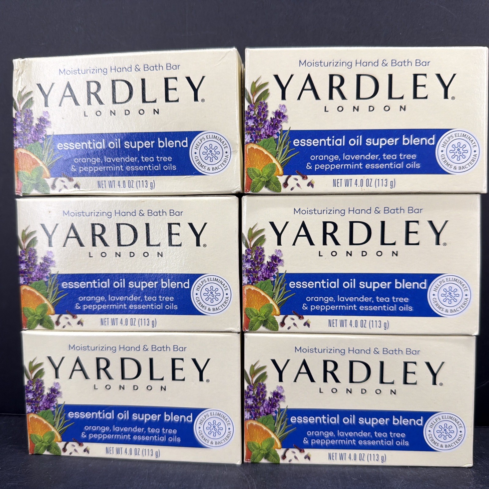 Yardley London Essential Oil Super Blend Soap 4 Oz Lot of 6 New Sealed