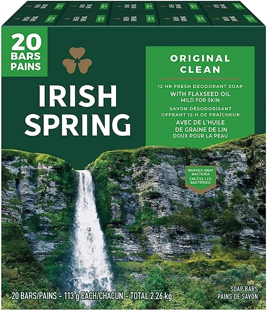 Irish Spring Original Deodorant Soap, 4oz – 20 Pack