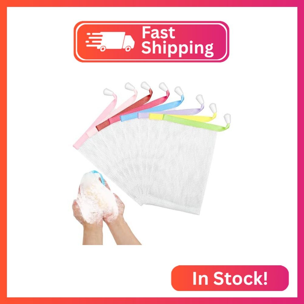 Piriuuo 8 Pcs Soap Bags, Mesh Foaming Soap Bar Bag with Drawstring for Bath Show