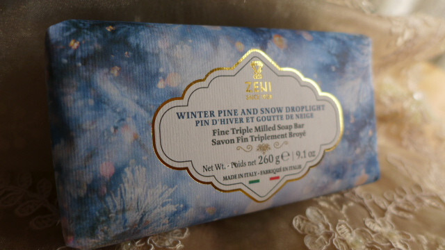 ZENI Bar Soap Gift Wrapped Scented WINTER PINE & SNOW DROPLIGHT Italy Triple Mil