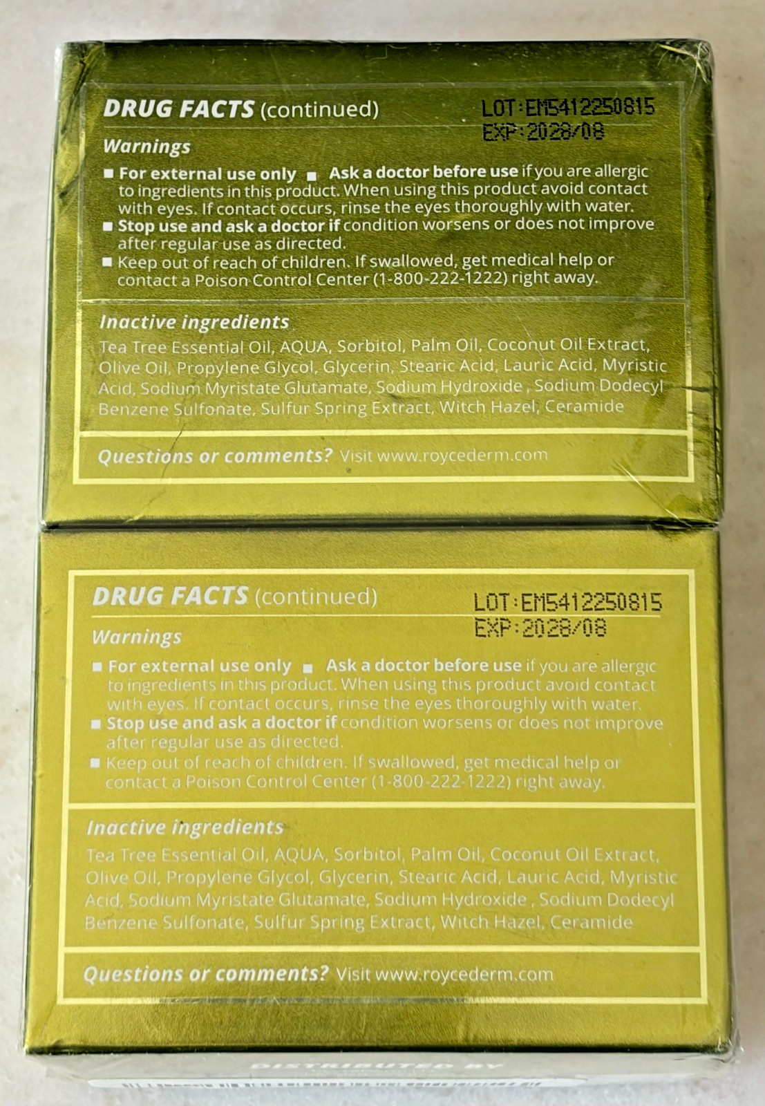 FOUR BARS – RoyceDerm Tea Tree Oil Antifungal Soap 4 Bars Total EXP 08/2028 NEW